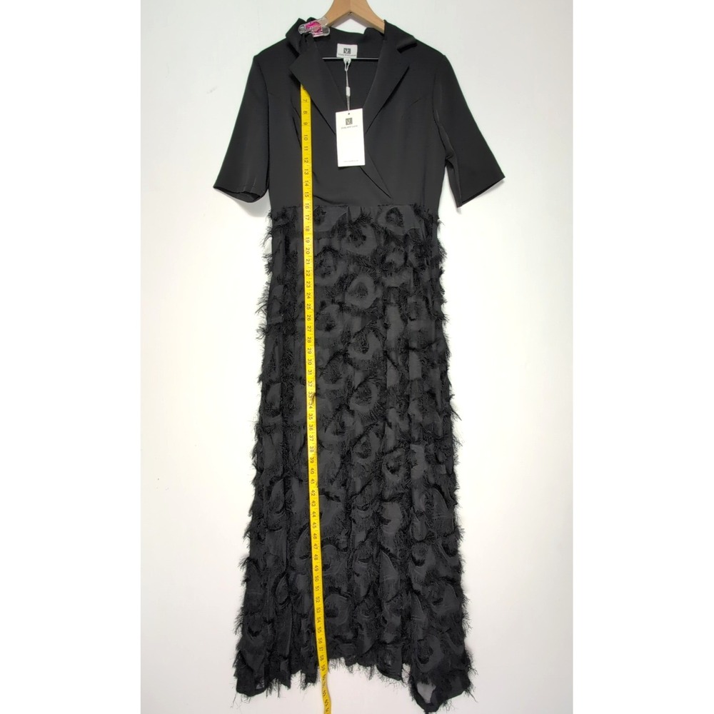 Vicky and Lucas Black Maxi Dress L NWT Feather Skirt Cocktail Evening Chic Party - Picture 11 of 16